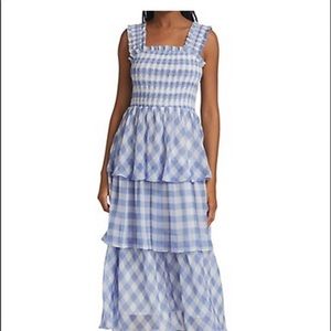 English Factory Blue Gingham Midi-Dress